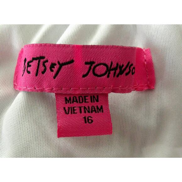 Betsy Johnson Women's Size 16 Off the Shoulder Blue Stripe Ruffle Dress Flowers - Picture 5 of 7